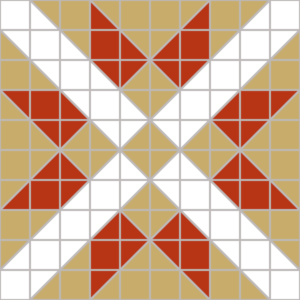 Illustration showing 10 x 10 grid of Mexican Cross Quilt Block