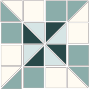 Illustration of the Exploded version of the Double Pinwheel Quilt Block