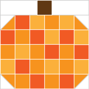 Illustrated Exploded version of the Pumpkin Quilt Block (Version 1)