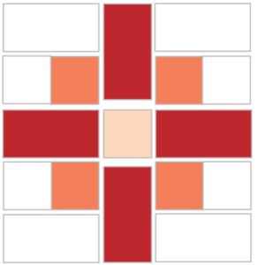 Illustration of the Exploded version of the Star and Cross Quilt block