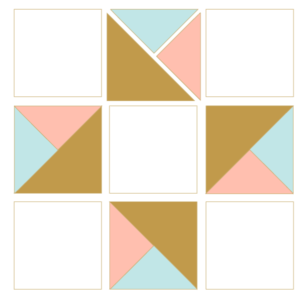 Illustration of the Exploded version of the Twin Star Quilt block