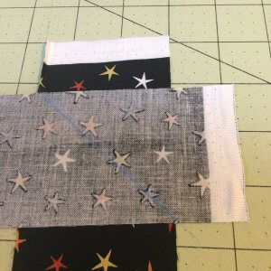 Binding strips, prepped to sew