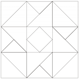 Outlined illustration of the Air Castle Quilt Block