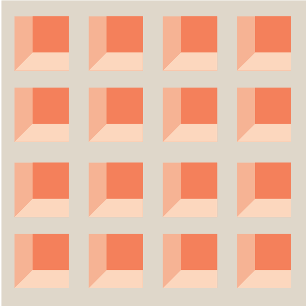 Illustration of a grouping of Attic Window Quilt blocks with sashing