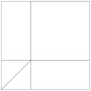 Outlined illustration of an alternate version of the Attic Window Quilt Block