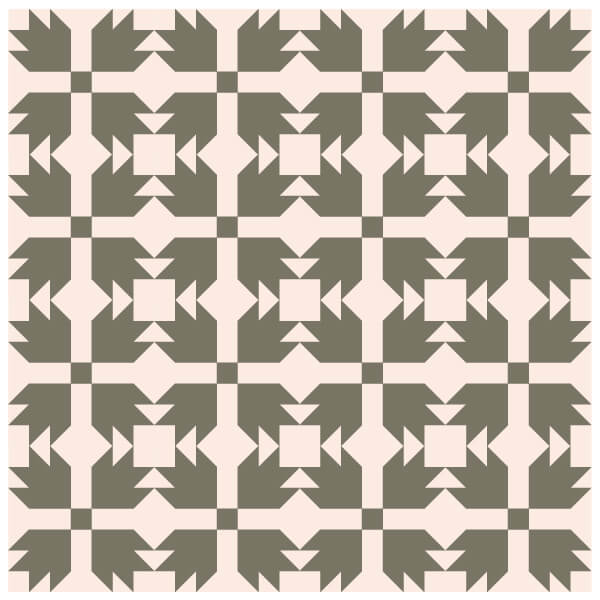 Illustration of a Grouping of Bear Paw Quilt Blocks without Sashing