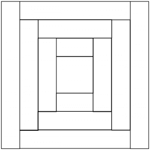 outlined illustration of the cabin in the cotton quilt block