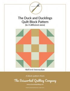 Click to download pattern for the Duck and Ducklings Quilt Block