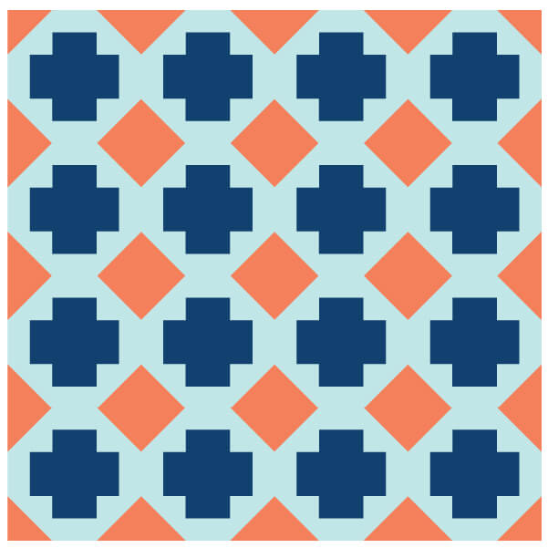 Illustration of Grouping of Geek Cross Quilt Blocks 