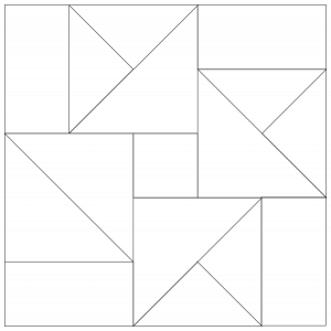 Outlined illustration of Hartford Quilt Block