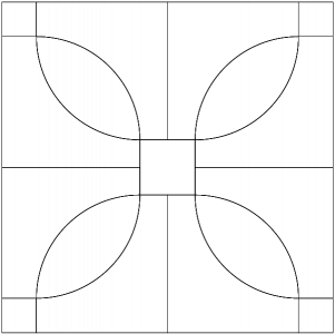 Outlined illustration of idaho quilt block