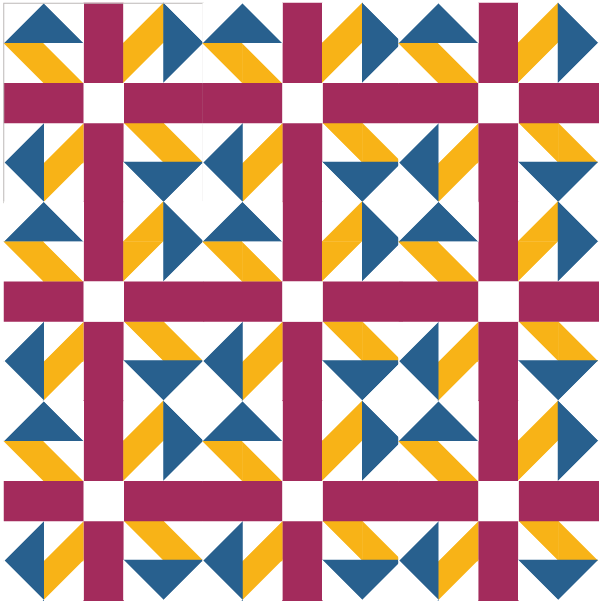 Illustration of a uqilt made with Jack in the Box quilt blocks