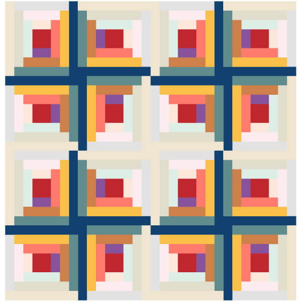 Grouping of Log Cabin Quilt Blocks 1