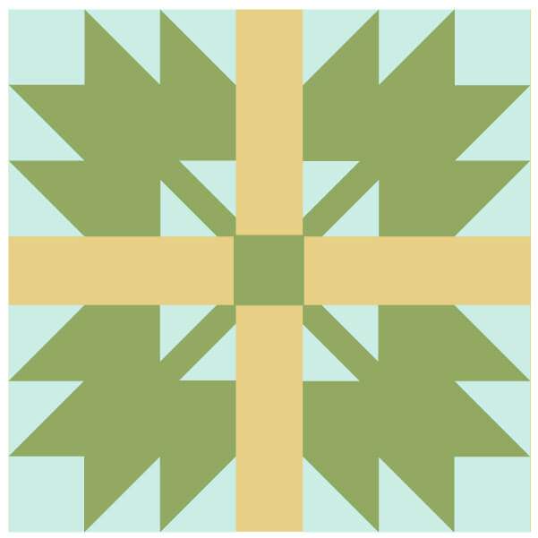 Illustration of a Grouping of Maple Leaf Quilt Blocks