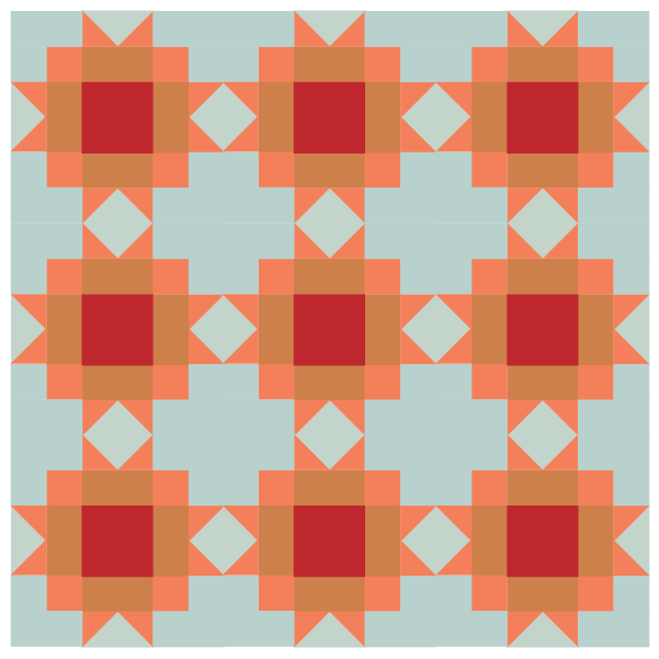 illustration of a group of Maple Star Quilt Blocks