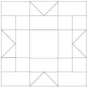 outlined illustration of maple star quilt block