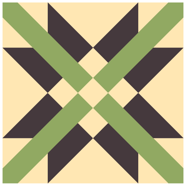 Illustration of Alternate Colorway for Mexican Cross Quilt block