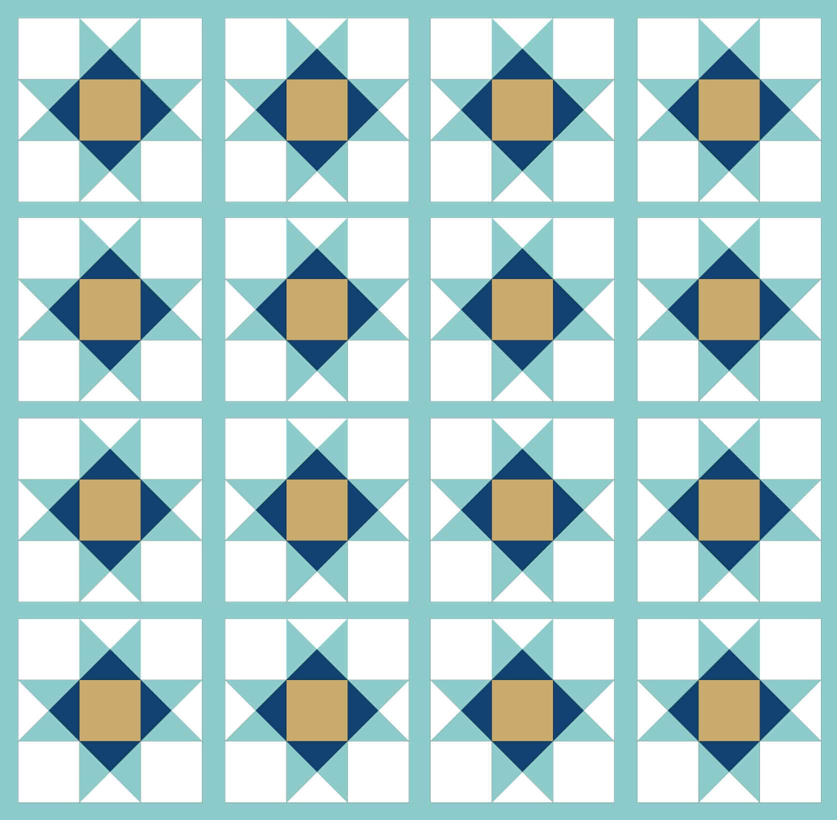 Illustration of a Quilt made with Ohio Star Quilt Blocks with sashing