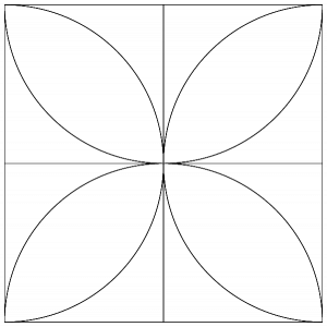 outlined illustration of the orange peel quilt block