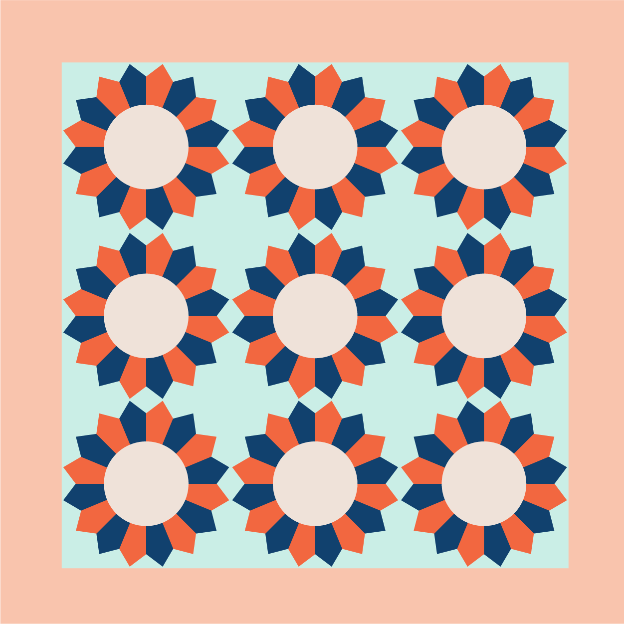 Illustration of a group of Dresden Quilt Blocks