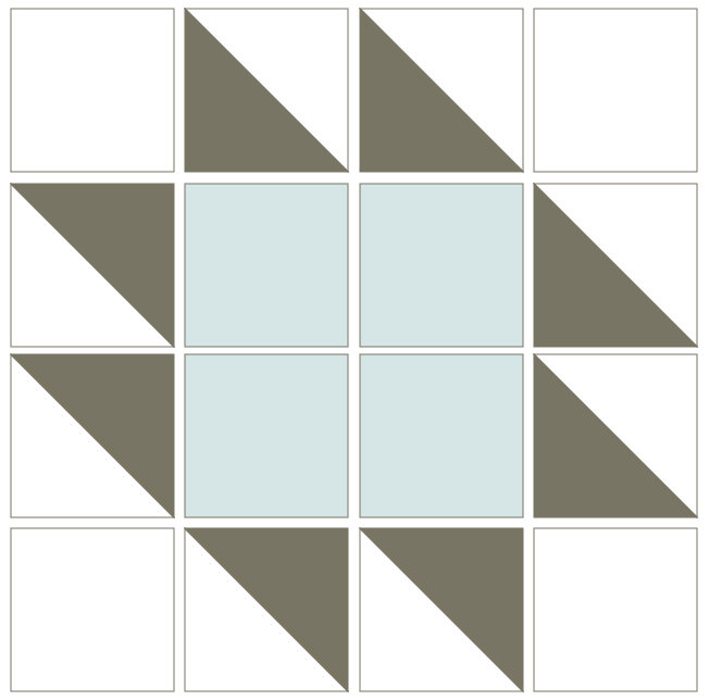 Image of the Exploded version of the Anvil Quilt Block Pattern