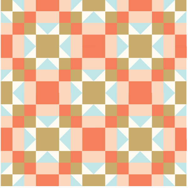 Illustration of the Arkansas CrossroADS quilt block arranged in alternating sets