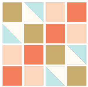 Illustration of Exploded version of The Arkansas Crossroads Quilt Block Pattern