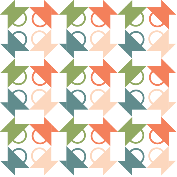 illustration of a quilt made with Four Little Basket quilt blocks