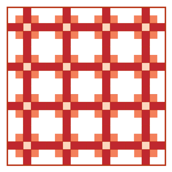 Illustration of a Quilt with a Dark Binding that frames the design