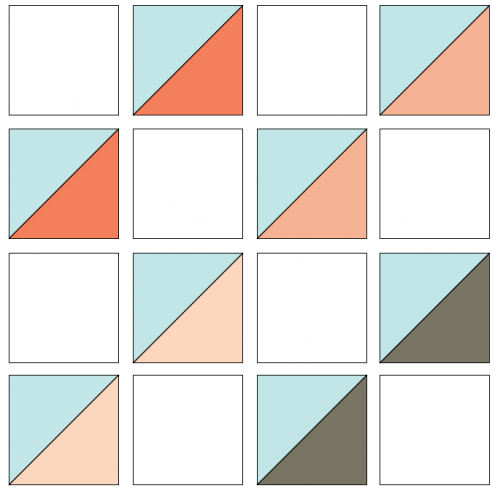 Illustration of the Exploded version of Cotton Reels Quilt Block