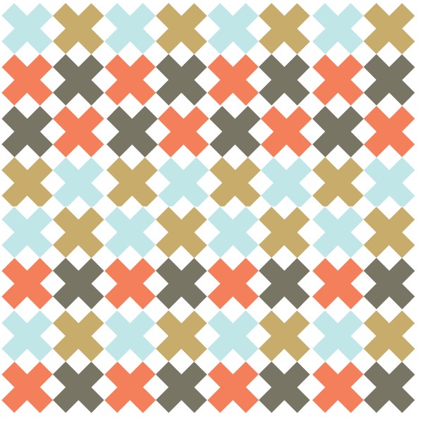 Illustration of a multi colored Four X Quilt