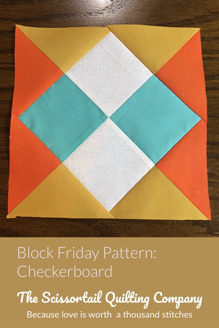 Picture of Checkerboard Quilt Block Pattern with Text overlay - Free download