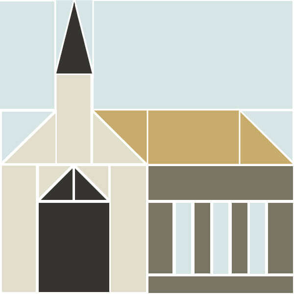 Illustration of Church Building Quilt Block