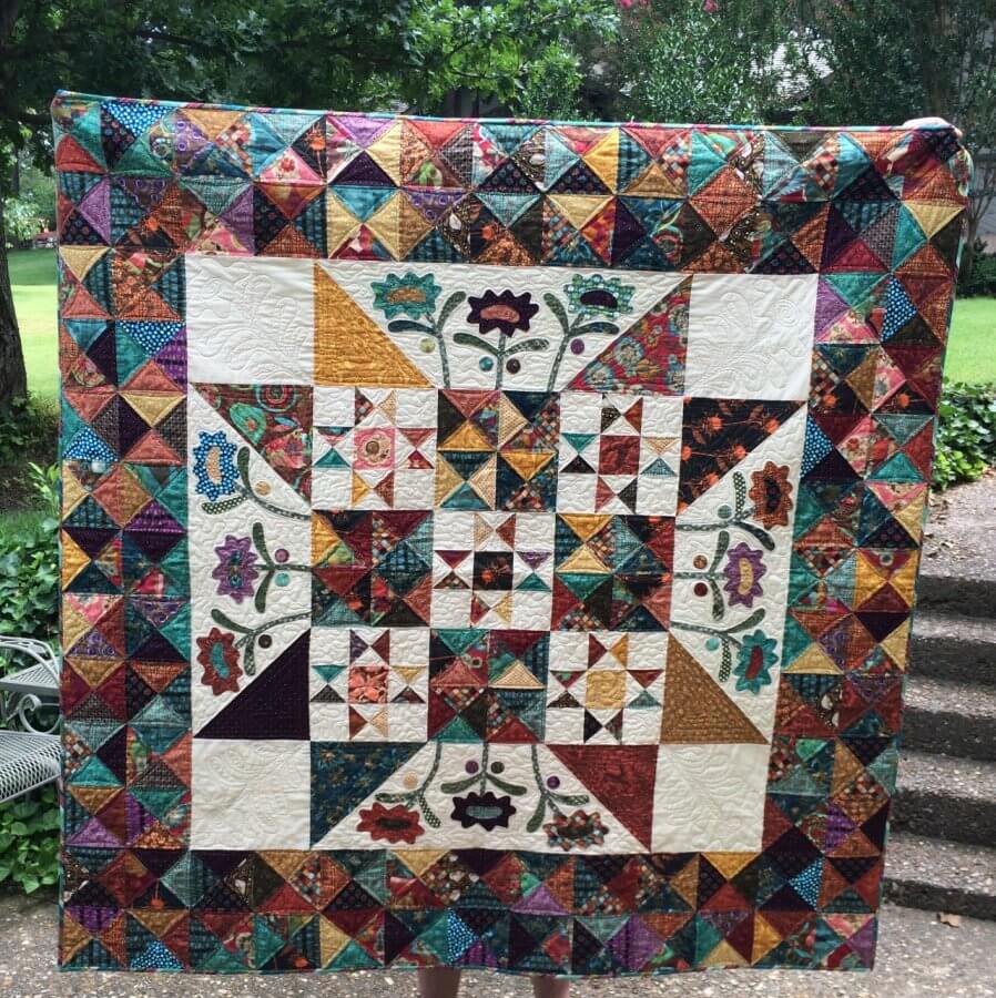 Finished Late Bloomer Quilt Pattern designed by Kim Diehl