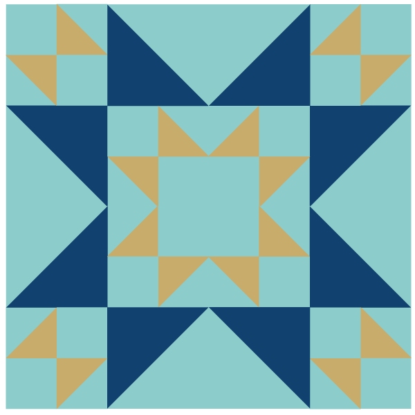 Grouping of four Double X Quilt Blocks, set in an alternating pattern