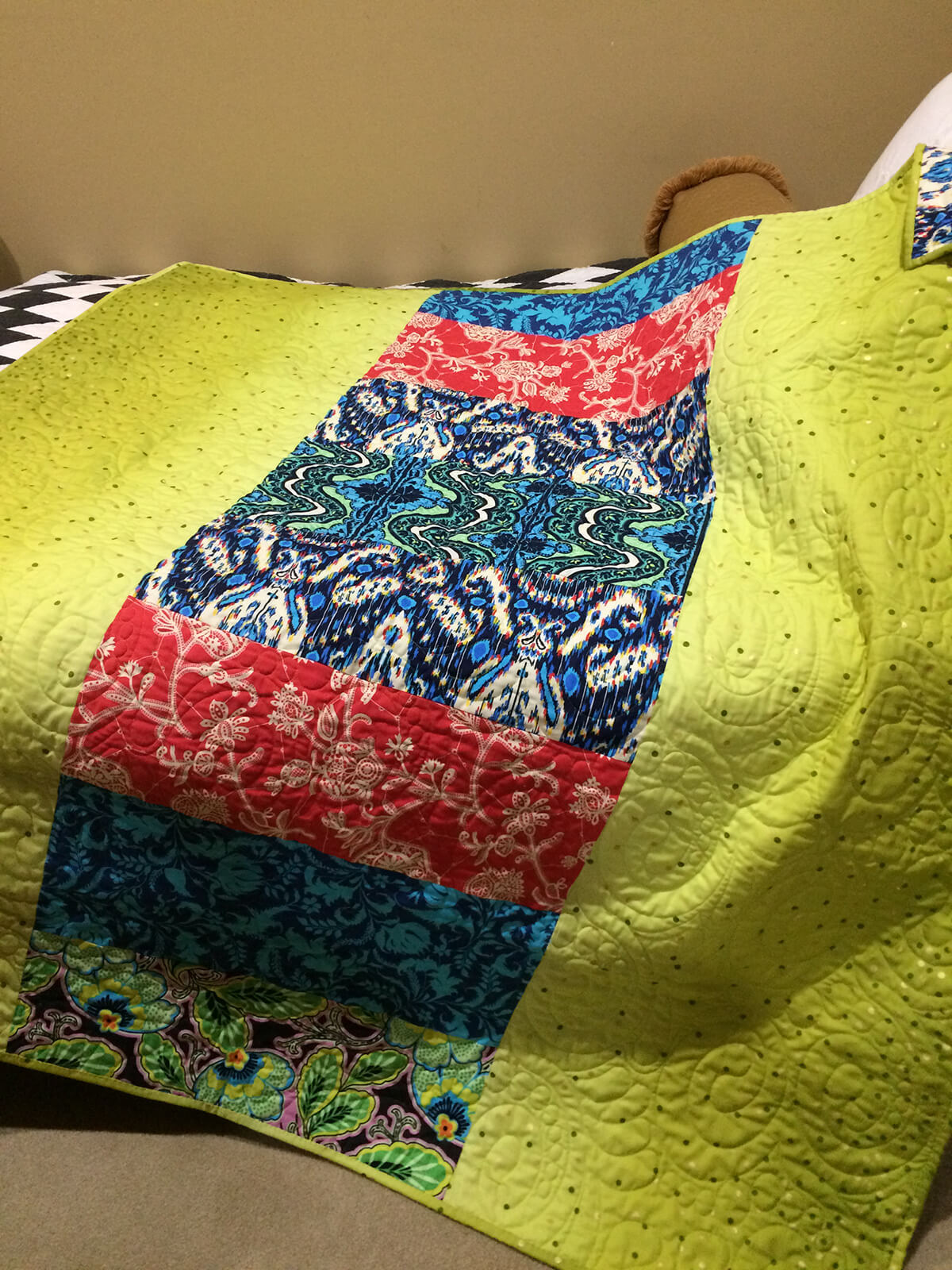 Back side of my quilt with Amy Butler fabrics