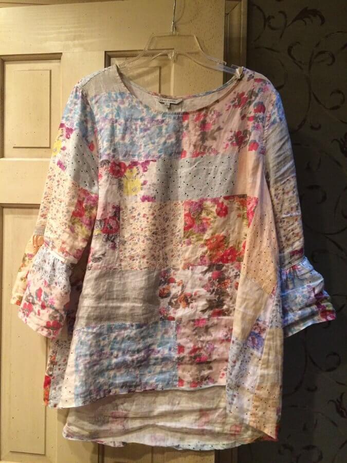 Photo of linen blouse with patchwork design