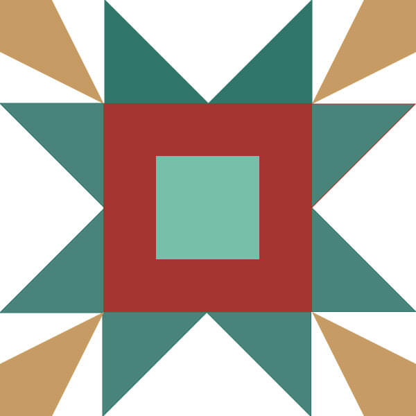 Illustration of a star quilt block using corner beam units.