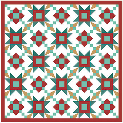 Illustration of the layout for the JOlly Stars Quilt Pattern