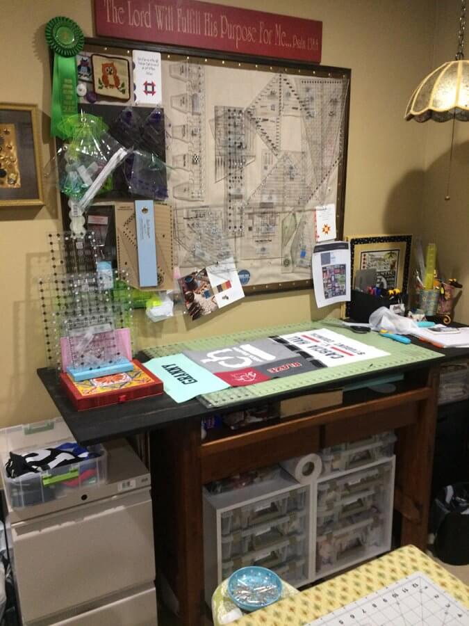 Photo of a cutting table in sewing room