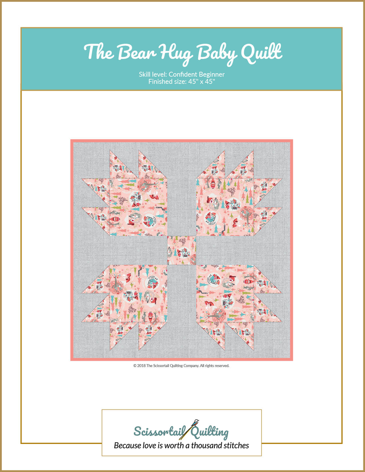 BearHugBabyQuiltPattern_Thumb Image of cover for downloadable pattern named Bear Hug Baby Quilt