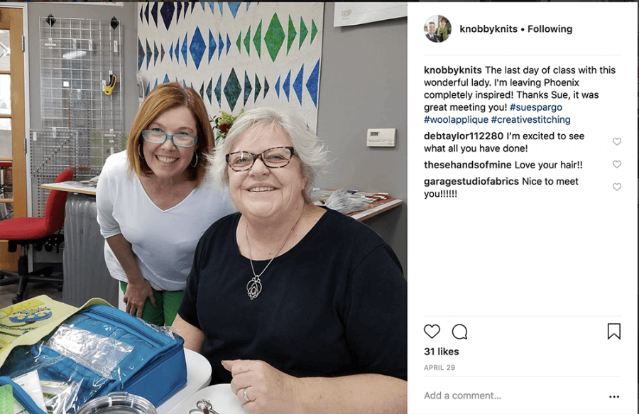 Photo of two women in quilting class