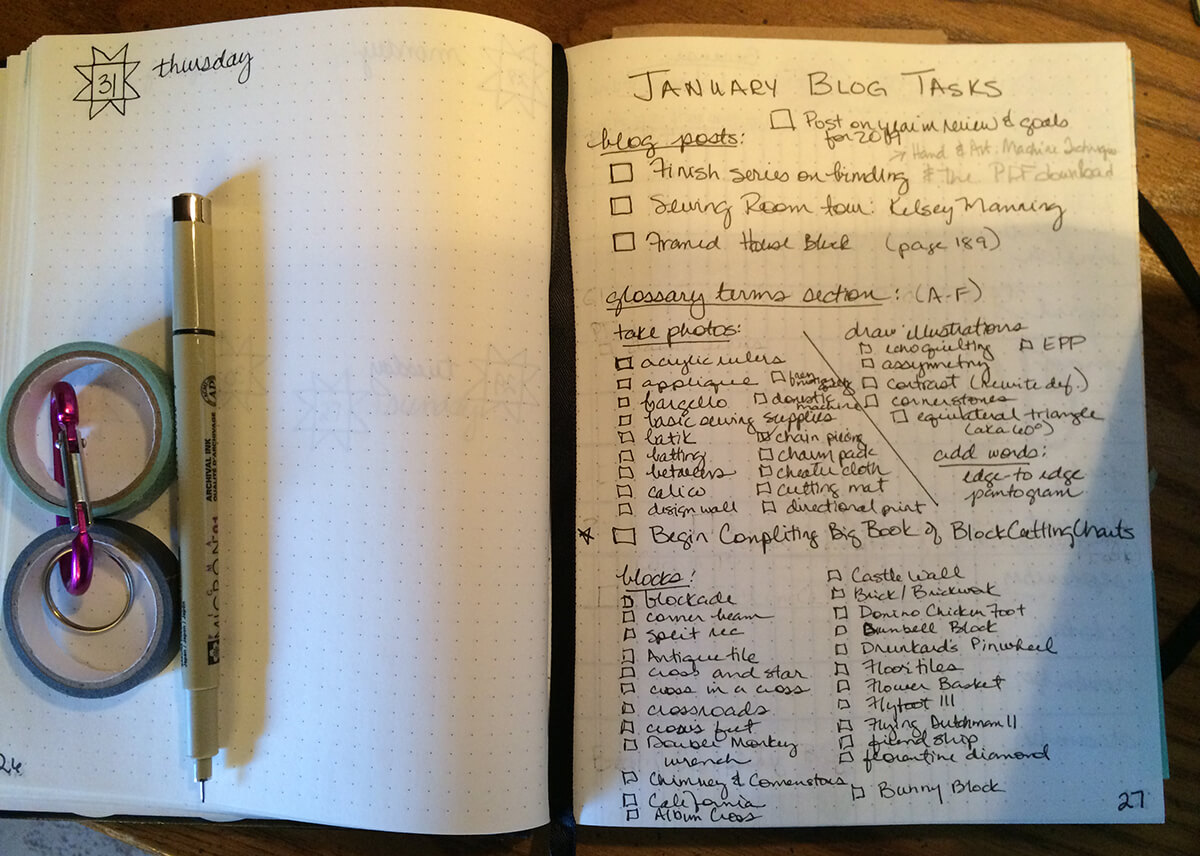 photo of a journal page with task list for January 2019