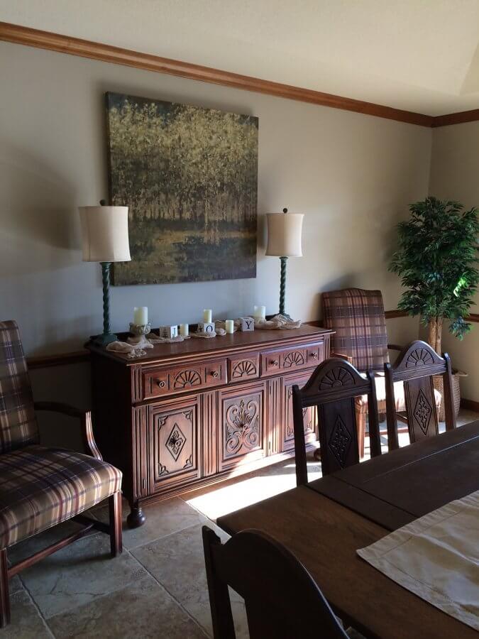 Photo of antique buffet in newly remodeled dining room