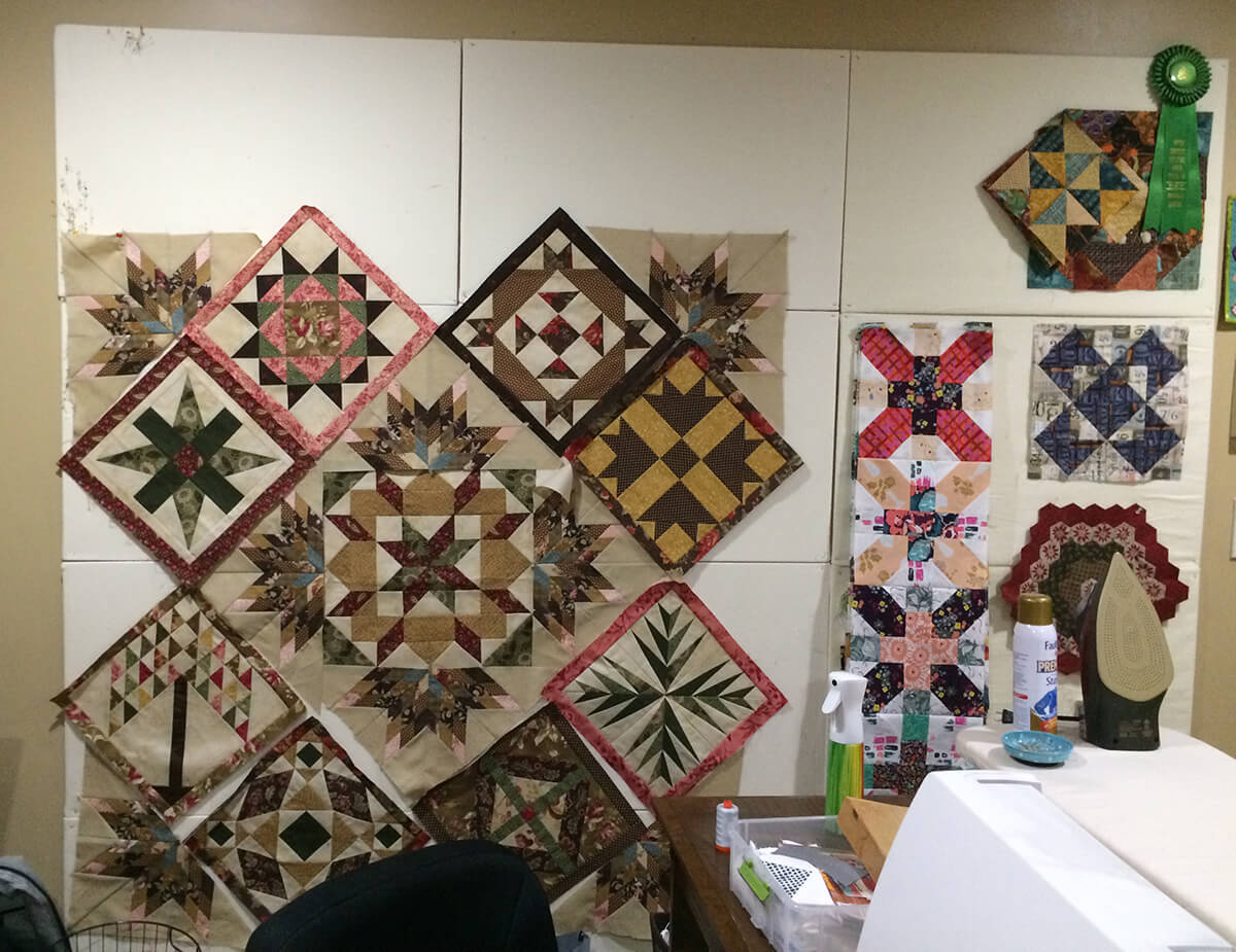 Photo of a design wall used in quilting