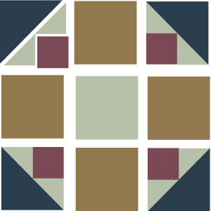 Illustration of an exploded view of the Album Cross Quilt Block