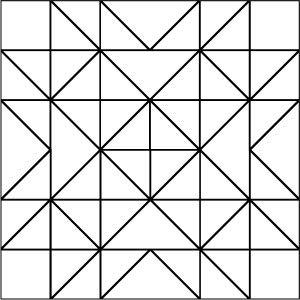 Outlined illustration of dumbbell quilt block