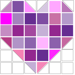 Exploded view of Patchwork Heart Quilt Block