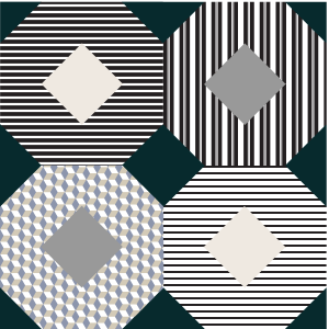 Illustration of a Kansas Dugout Quilt Block with stripes