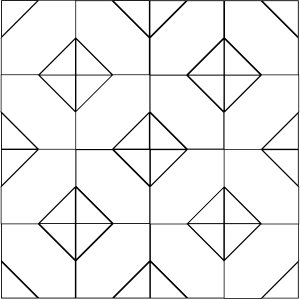 Outlined illustration of the Kansas Dugout Quilt Block